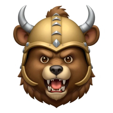Bear wearing horned helmet growling sticker