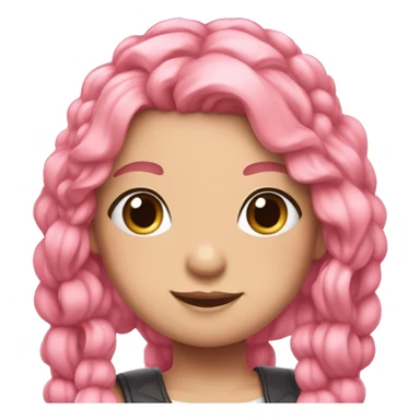 long pink wavy hair pigtails cute feminine person pink eyes idol outfit sticker