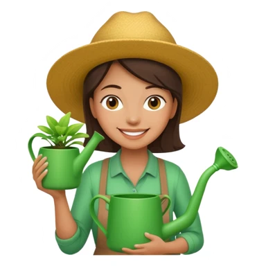 woman gardener with watering pot sticker