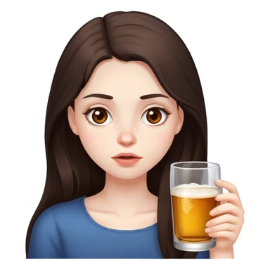 girl with long darke brown hair brown eyeso and pale skin drunk sticker