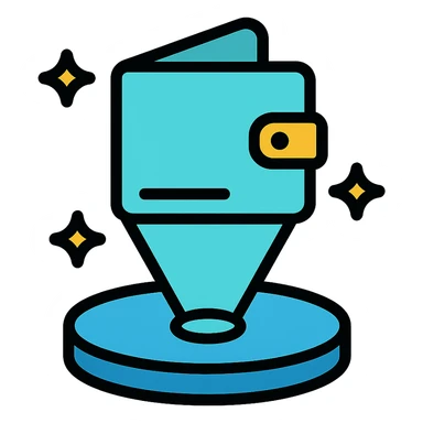 hologram wallet, glowing, futuristic sticker