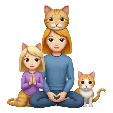 girl kneeling on a man with a cat on her head sticker