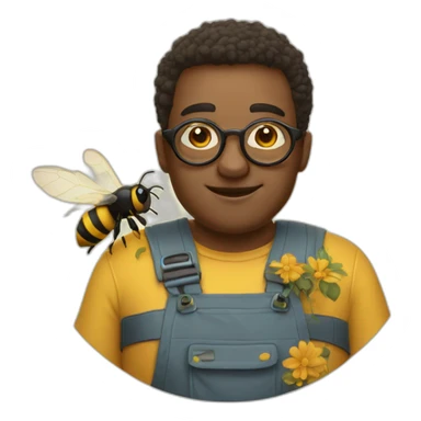 a strong home with round glasses, working with bees sticker