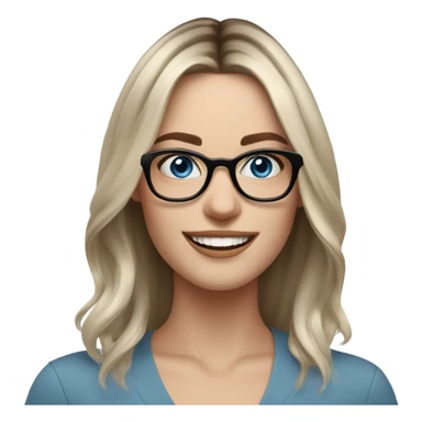 Shoulder length Balayage pale model lady with glasses and blue eyes happy  sticker