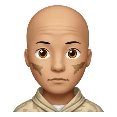 china ancient man bold head, tattered puma skin cloth sticker