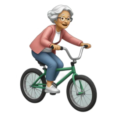 old woman riding a bmx sticker