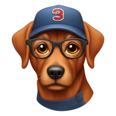 Red dog wearing a cap and glasses sticker