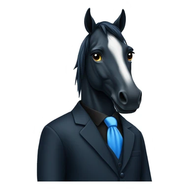 blue horse with black suit sticker