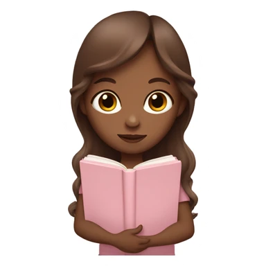girl with fair skin and long brown hair holding a closed baby pink book sticker