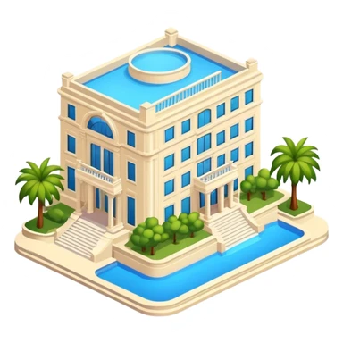 luxury palatial hotel, isometric exterior view sticker
