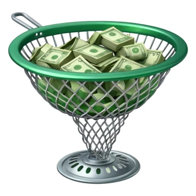 Strainer with money sticker