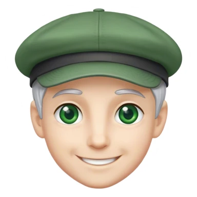 smiling boy in cap grey hair green eyes  sticker