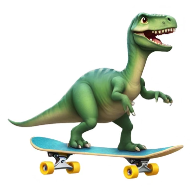 Dinosaur riding a skateboard with a tutu sticker