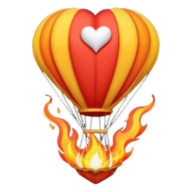Parachute with flames and a white heart emoji sticker
