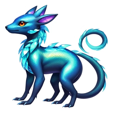 Colorful Iridescent Exotic Salandit-Aurorus-Umbreon-Fakémon-hybrid-creature (full body)  sticker
