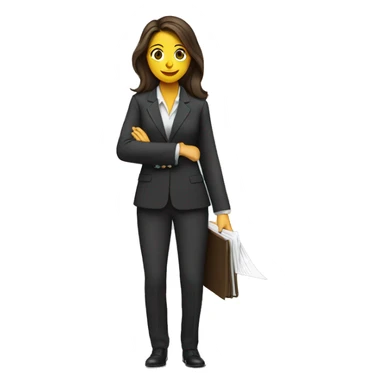 long brunette haired lawyer woman wearing a suit and holding papers sticker