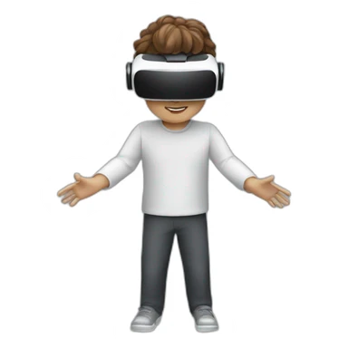 person wearing meta virtual reality goggles sticker