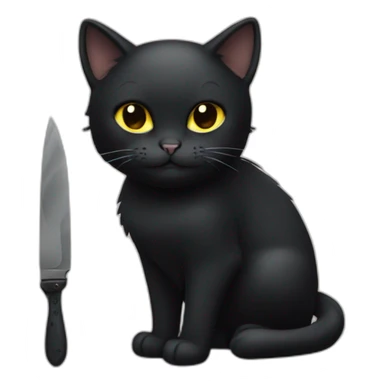 black cat with little knife sticker
