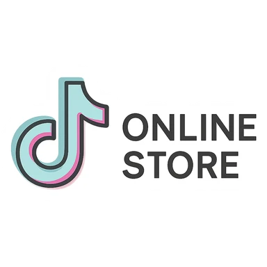clean online store logo with pastel TikTok logo elements, transparent background sticker