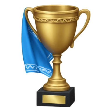 a trophy with a blue bandana around it sticker