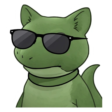 baby fox curled up bufo frog meme style sticker