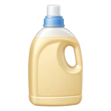 detergent bottle, cream colored, small white cap sticker