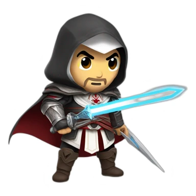 ezio auditore wtih laser sword sticker