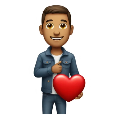 My husband holding a valentine  sticker