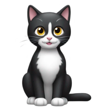 Cute happy Tux cat,his tail is always raised, and the tip of the tail is a small white ball. sticker