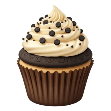 Tan frosted cupcake with Oreo pieces sprinkled on top sticker