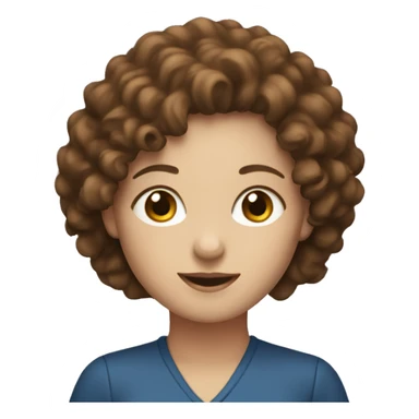 White women with the brown curly hair and blue eyes work at the laptop  sticker