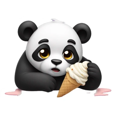 Sad panda who dropped ice cream cone on ground sticker