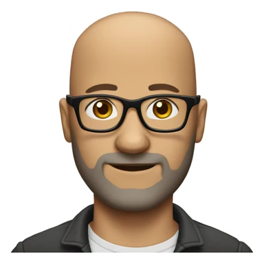 45 year old bald man with glasses and shaved beard sticker
