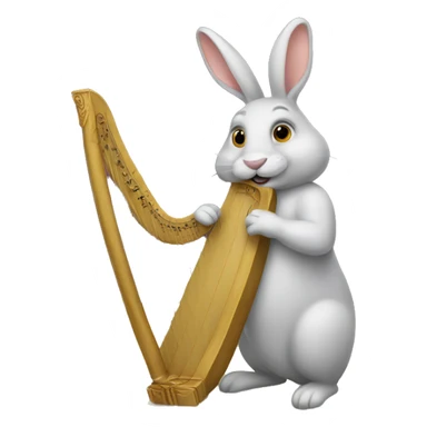 Rabbit playing harp sticker