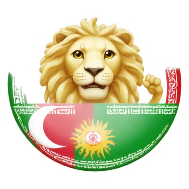 Iran flag with lion and sun and angel sticker