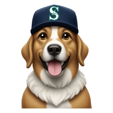 Dog with Seattle Mariner hat sticker