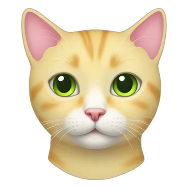 yellow shorthair cat with green eyes and pink nose sticker