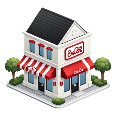 Chick-fil-a exterior, isometric dollhouse-style, realistic sticker