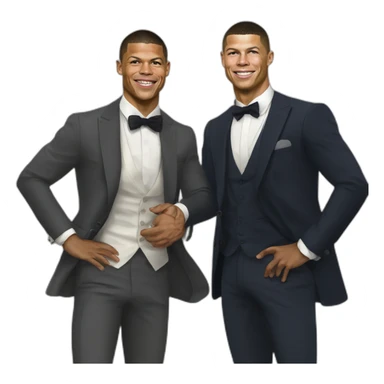 Mbappé and C.Ronaldo in style of sorolla sticker