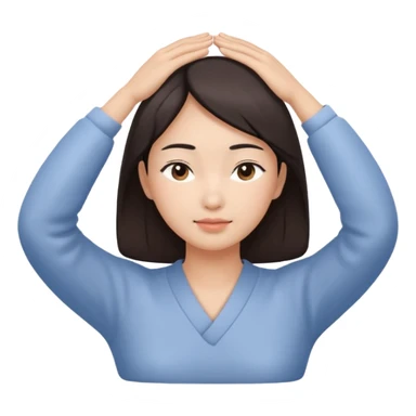 a person massaging the head of an Asian woman, gentle and relaxing scene sticker