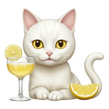 White Cat drinking tequila  With lemon and salt  sticker