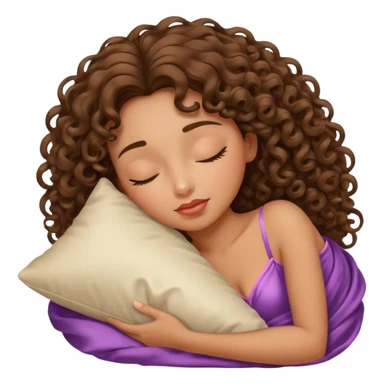 sleeping beauty curly brunette tan girl with a silk pillow sticker