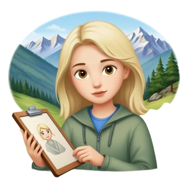 girl draws copy from life in the mountains sticker