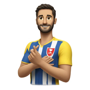 I'm honing a description of Arda Güler's goal celebration, noting his right hand on his chest and his left hand raised, mirroring the specified gesture. This aligns perfectly with known details. sticker