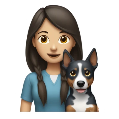 brunette girl with blue heeler sticker