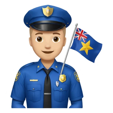 A male cop holding a Kansas flag sticker