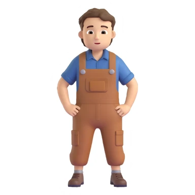 Wreck-It Ralph man with short messy hair, brown overalls, boxy figure with big arms sticker