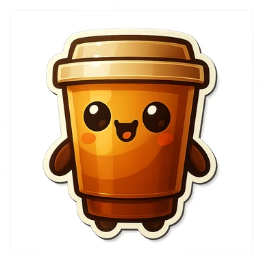 Tall coffee cup, play dead sticker