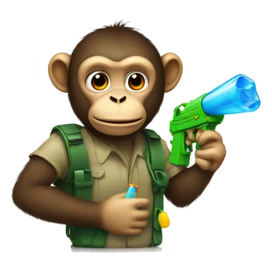 A monkey with a water gun sticker