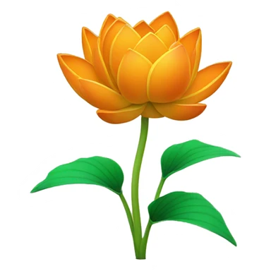 Orange coloured lotus having green stem sticker